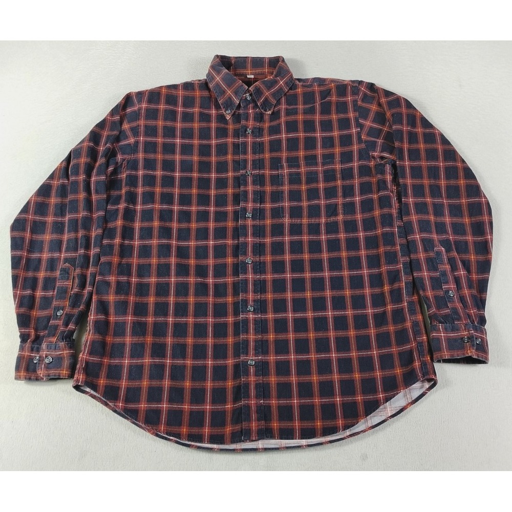 Uniqlo Flannel Shirt Mens Large Red Blue Plaid Lumberjack Cabincore Outdoors